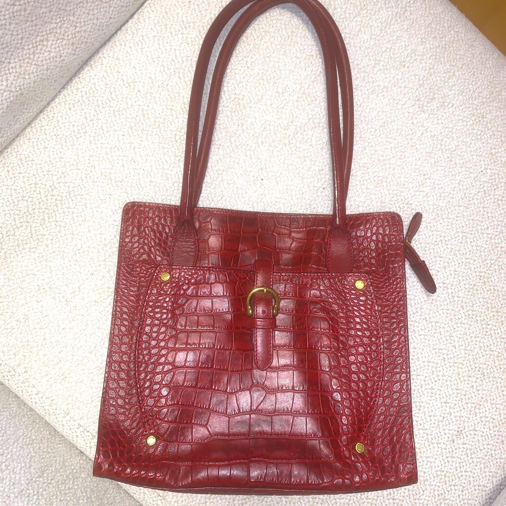 Red Pure Leather Bag by HIDESIGN